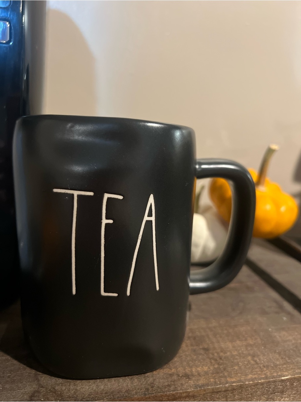 Rae Dunn Black 'TEA' Ceramic Mug with White Lettering
